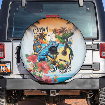 Cayman Islands Spare Tire Cover Iguanas And Parrot Hibiscus Flower LT18