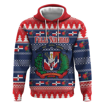 Personalized Dominican Republic Christmas Hoodie Dominicana Coat Of Arms Christmas Pattern LT18