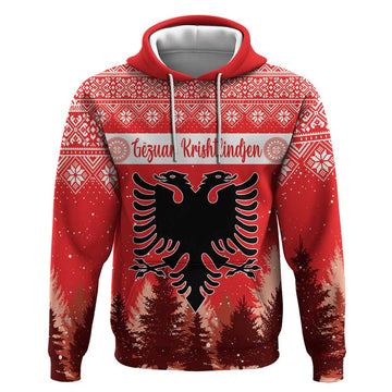 Personalized Albania Christmas Hoodie The Double-headed Eagle Christmas Pattern LT18