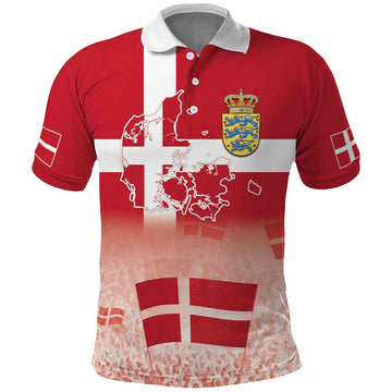 Danish National Flag Day Polo Shirt Coat Of Arms With Map LT18