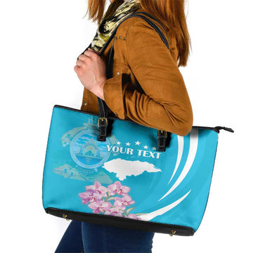 Personalized Honduras Independence Day Leather Tote Bag With White Tailed Deer LT18