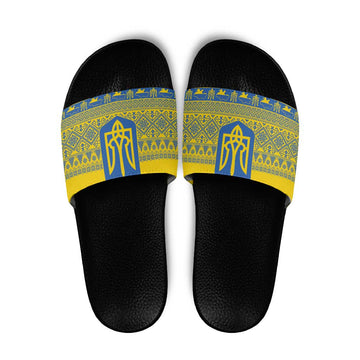 Ukraine Trident Christmas Slide Sandals Vyshyvanka Patterns LT18