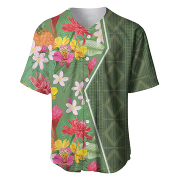 Afro Tropical Flowers Baseball Jersey Green Version LT18