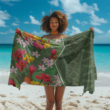 Afro Tropical Flowers Sarong Green Version LT18
