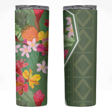 Afro Tropical Flowers Skinny Tumbler Green Version LT18