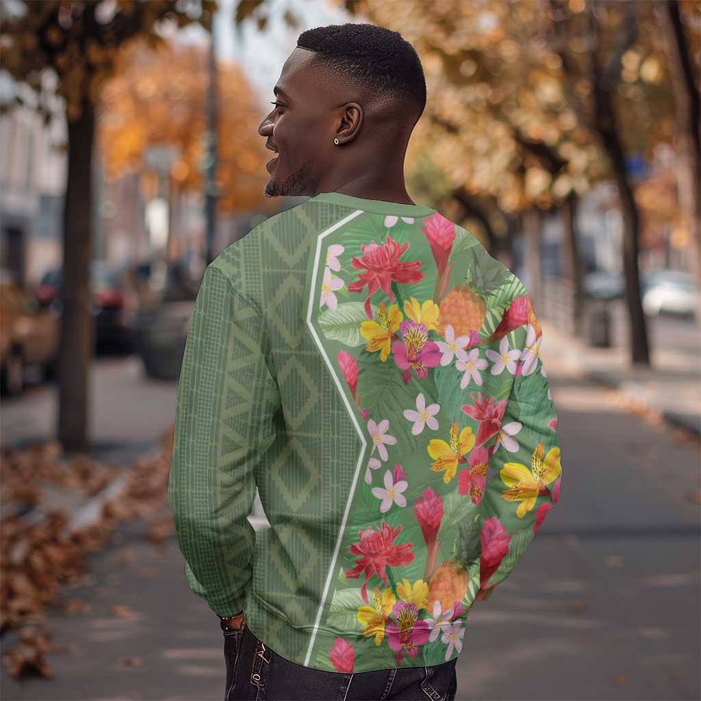 Afro Tropical Flowers Sweatshirt Green Version LT18