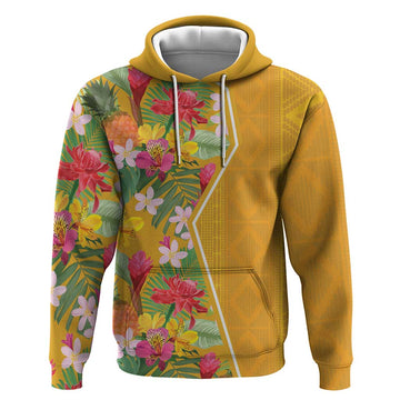Africa Tropical Flowers Hoodie Yellow Version LT18