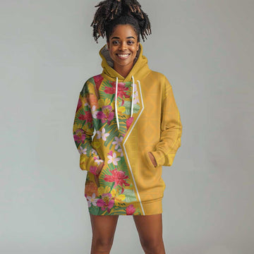 Afro Tropical Flowers Hoodie Dress Yellow Version LT18
