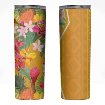 Afro Tropical Flowers Skinny Tumbler Yellow Version LT18
