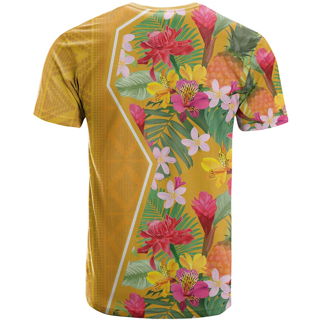 Afro Tropical Flowers T shirt Yellow Version LT18