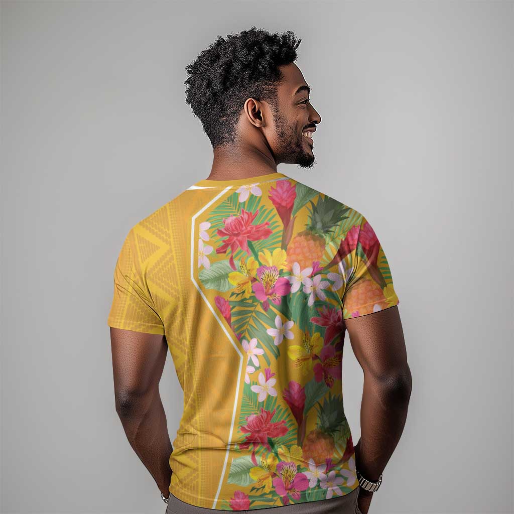 Afro Tropical Flowers T shirt Yellow Version LT18