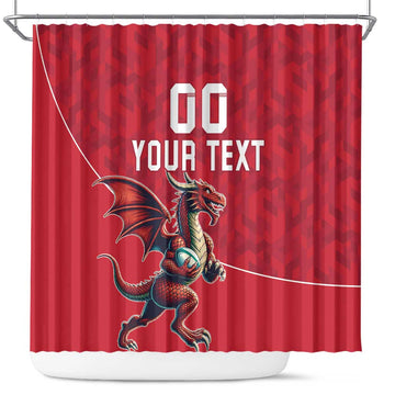Custom Wales Rugby Shower Curtain Welsh Dragon Mascot Red Version LT18