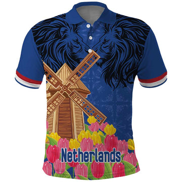 Netherlands Lion Polo Shirt Tulip And Windmill LT18