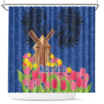 Netherlands Lion Shower Curtain Tulip And Windmill LT18
