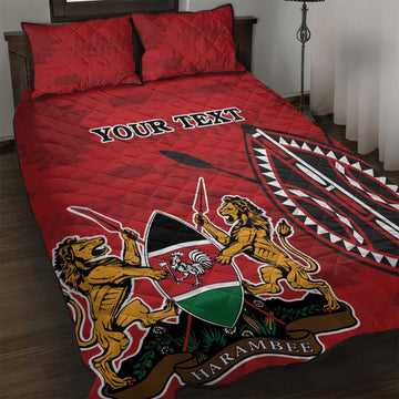 Personalized Afro Kenya Coat Of Arms Quilt Bed Set Ethnic Seamless Pattern LT18