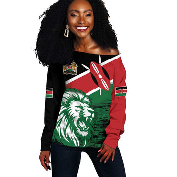 Afro Kenya Lion Head Off Shoulder Sweater Flag Style LT18