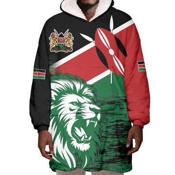 Afro Kenya Lion Head Wearable Blanket Hoodie Flag Style LT18