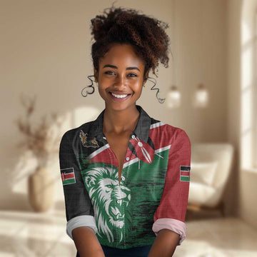 Afro Kenya Lion Head Women Casual Shirt Flag Style LT18