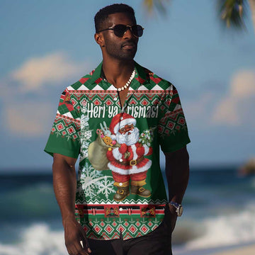Personalized Afro Kenya Christmas Hawaiian Shirt African Santa - Folk Pattern LT18