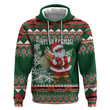 Personalized Kenya Christmas Hoodie African Santa Claus - Heri ya Krismasi LT18