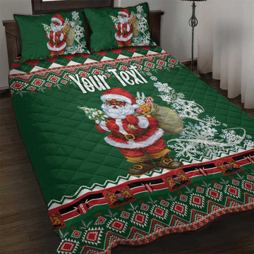 Personalized Afro Kenya Christmas Quilt Bed Set African Santa - Folk Pattern LT18