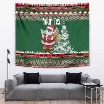 Personalized Afro Kenya Christmas Tapestry African Santa - Folk Pattern LT18