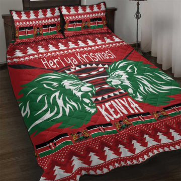 Afro Kenya Christmas Quilt Bed Set Head Lion - Heri ya Krismasi LT18