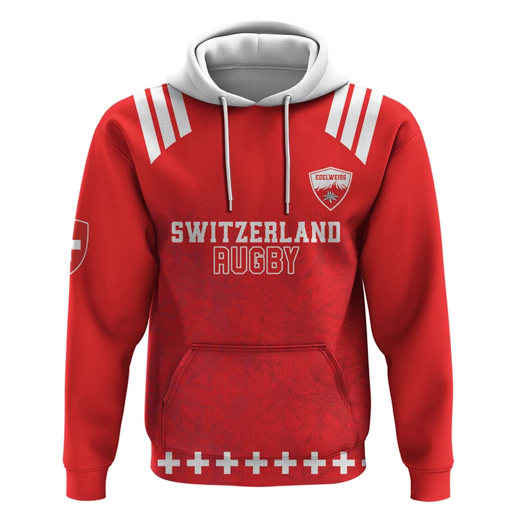 Custom Switzerland Rugby Hoodie Edelweis Pattern LT18