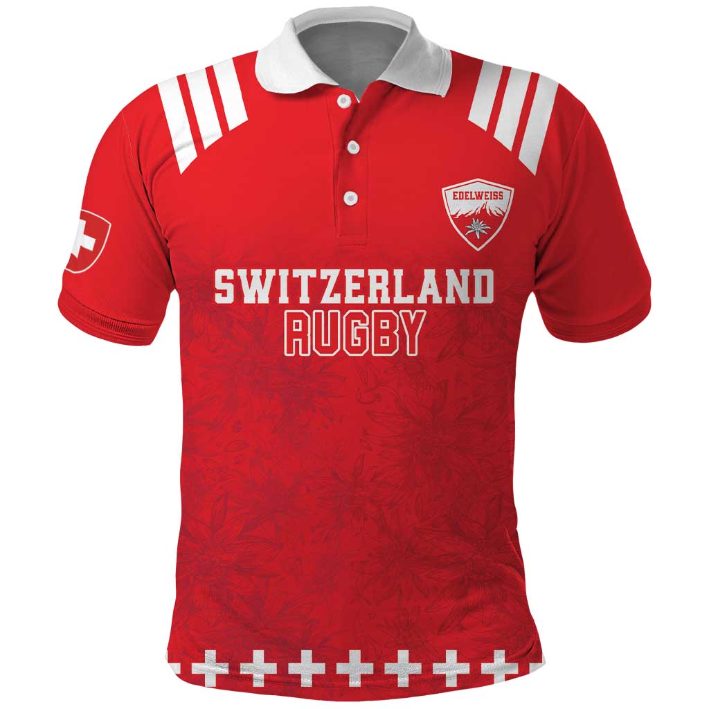 Custom Switzerland Rugby Polo Shirt Edelweis Pattern LT18