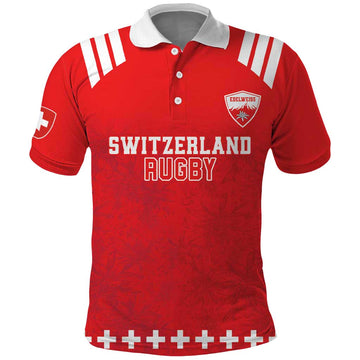 Custom Switzerland Rugby Polo Shirt Edelweis Pattern LT18