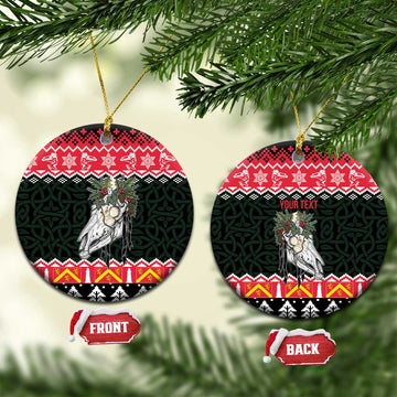 Personalized Anglesey Wales Christmas Ceramic Ornament Mari Lwyd Celtic Knot Style LT19