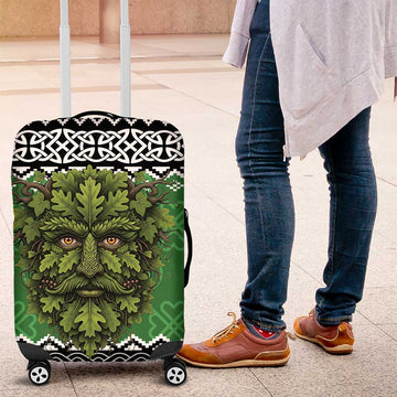 Personalized Anglesey Wales Christmas Luggage Cover Green Man Celtic Knot LT19