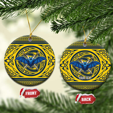 Personalized Brecknockshire Wales Ceramic Ornament Welsh Celtic Bat And Swords Design LT19