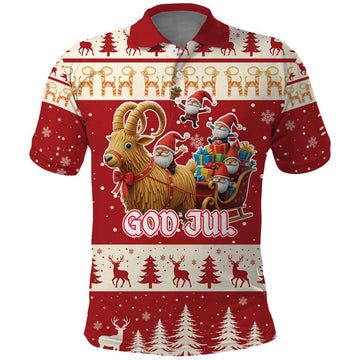 Sweden Christmas Polo Shirt God Jul Nordic Julbock LT19