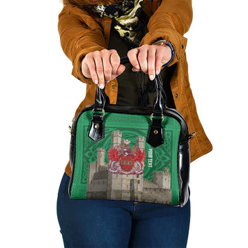 Personalized Caernarfonshire Wales Shoulder Handbag Caernarfon Castle and Emblem Celtic Style LT19