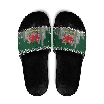 Caernarfonshire Wales Christmas Slide Sandals Caernarfon Castle Red Dragon LT19