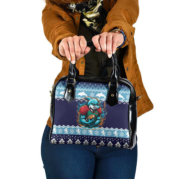 Cardiganshire Wales Christmas Shoulder Handbag Cardigan Bay Dolphin Rugby Design LT19