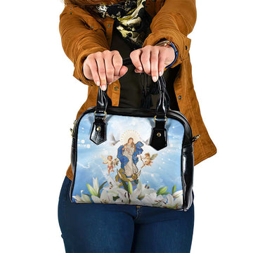 Italy Immaculate Conception Feast Day Shoulder Handbag Virgin Mary with Cross And Lily Flower LT19