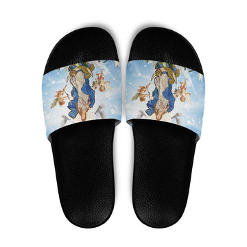 Italy Immaculate Conception Feast Day Slide Sandals Virgin Mary with Cross And Lily Flower LT19