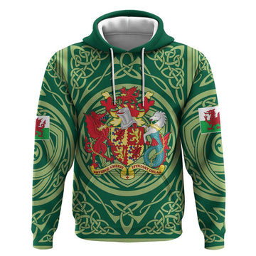 Personalized Carmarthenshire Wales Hoodie Map and Emblem Celtic Style LT19