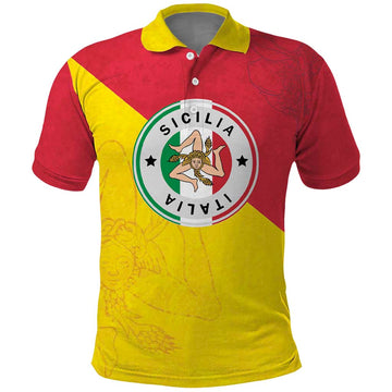 Italy Sicilia Polo Shirt Triskeles With Lemons LT19