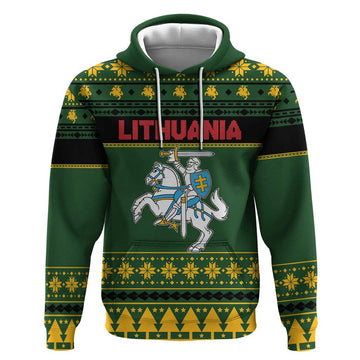 Lithuania Christmas Hoodie Coat Of Arms Linksmu Kaledu LT19