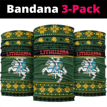 Lithuania Christmas Neck Gaiter Coat Of Arms Linksmu Kaledu LT19