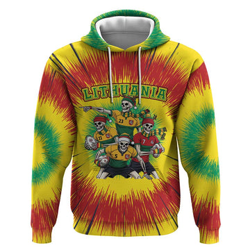 Personalized Lithuania Christmas Hoodie Skeleton Rugby Tie Dye Vintage LT19