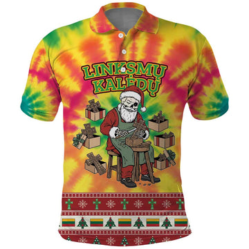 Personalized Lithuania Christmas Polo Shirt Skeleton Cross Tie-Dye Vintage LT19
