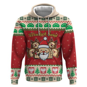 Poland Christmas Hoodie Pierogi Mascot Santa Claus Wesołych Swiat LT19