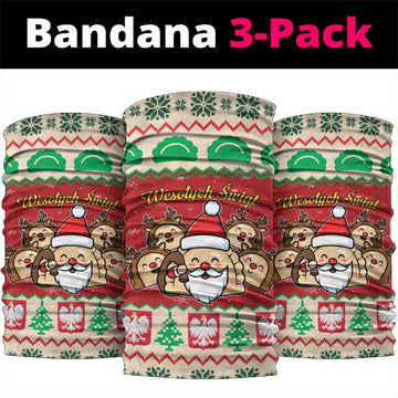 Poland Christmas Neck Gaiter Pierogi Mascot Santa Claus Wesołych Swiat LT19