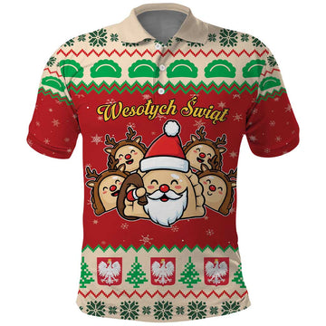 Poland Christmas Polo Shirt Pierogi Mascot Santa Claus Weso?ych Swiat LT19
