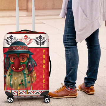 Personalized Romania Christmas Luggage Cover Romanian Folk Mask LT19