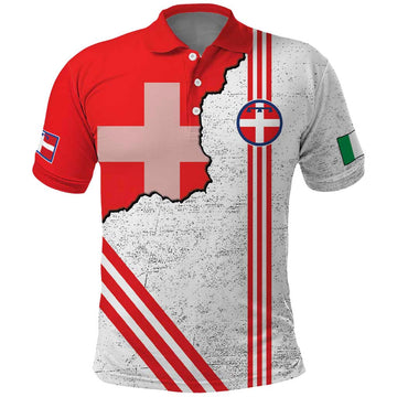 Italy Piedmont Polo Shirt Map With Flag Style LT19